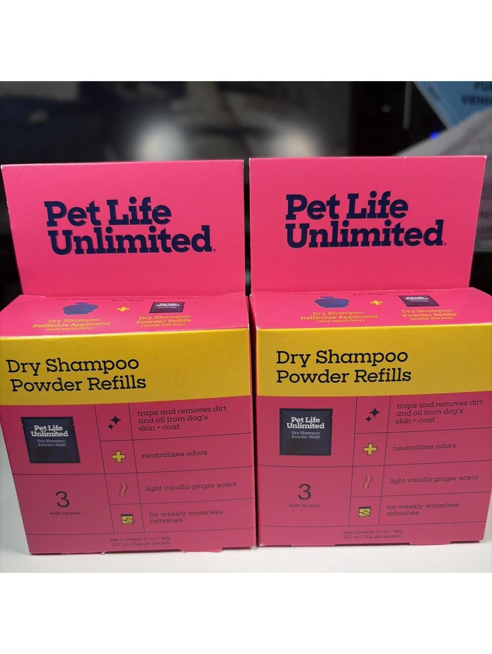 New Pet Life Unlimited Dry Shampoo Refills 2 Boxes Total 6 Packets
